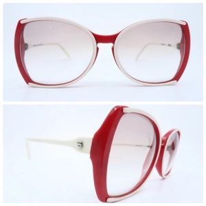 Vintage Color Block Silhouette Sunglasses, Red & White, Made in Austria